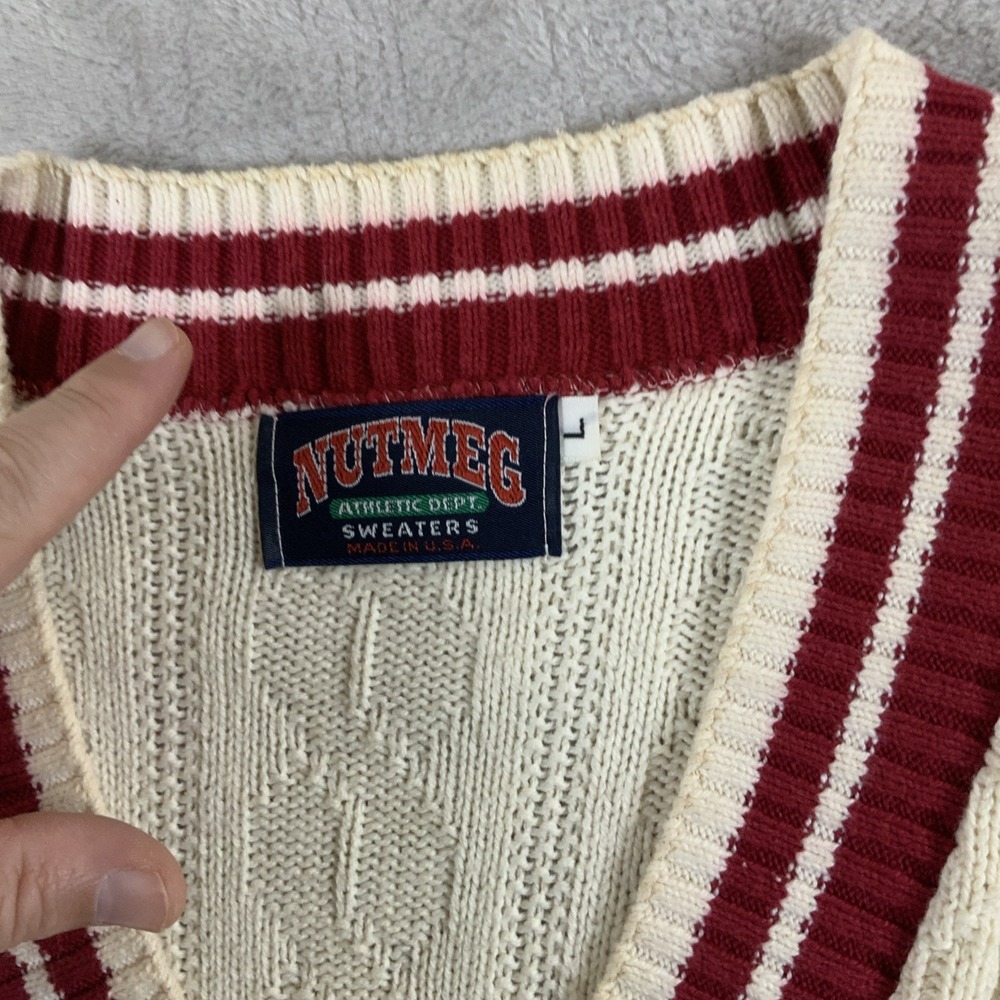 Vintage Nutmeg Mills Oklahoma Sooners Varsity‎ Cable Knit Sweater size Large VTG - Picture 5 of 9
